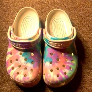 tie-dye crocs for 28 dollars